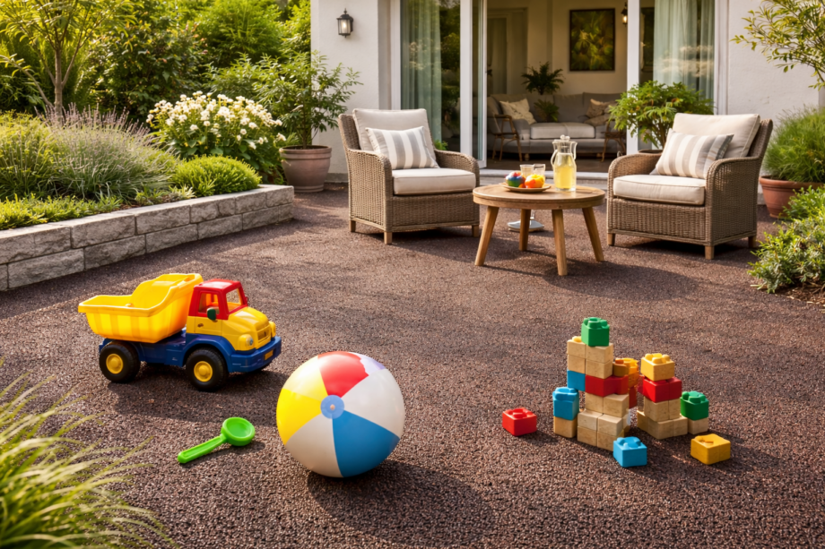 terrasse aus gummigranulat